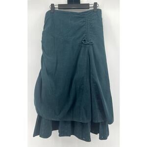 Camaieu Women's Corduroy Tiered Ruffle Skirt Size S (4) Teal Green Y2K